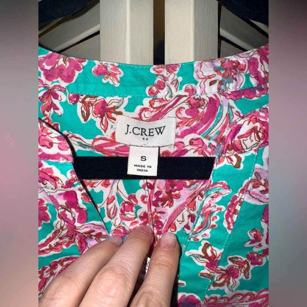 NWT J. Crew Floral Blouse in Pink and Aqua